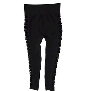Stardust Leggings L/XL BLACK High waist open laced cutouts legs eye candy